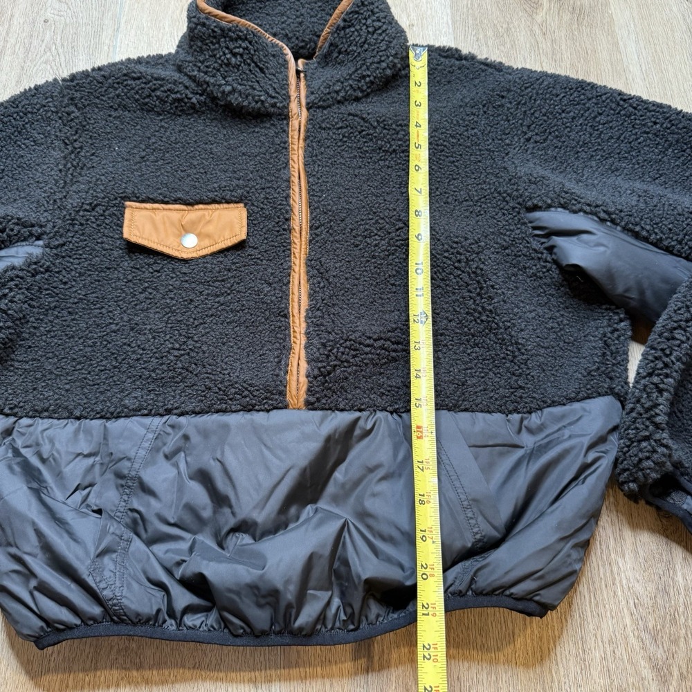 Frame Fleece Mix Half-Zip Pullover in Noir Multi - Size M Black And Brown - Picture 7 of 9